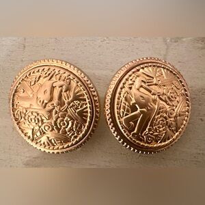 Gold Decorative Round Medallion earrings